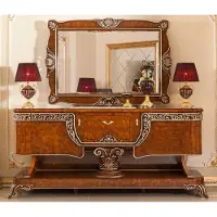 Casa Padrino Luxus Barock Möbel Set Braun / Bronzefarben - 1 Barock Sideboard & 1 Barock Wandspiegel - Handgefertigte Barock Möbel - Edel & Prunkvoll