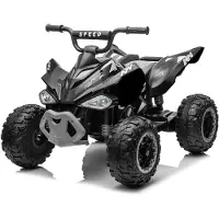 LEADZM Kinder Quad Elektro 12V 7Ah ATV, Musik, MP3, LED-Scheinwerfer Elektro-Quad für Kinder 3-6 Jahre Schwarz