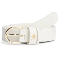 Tommy Hilfiger Ledergürtel "ESSENTIAL EFFORTLESS 2.5 cm breit GOLD" Logoemblem, weiche Haptik, ovale Einfachdornschließe
