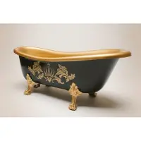 Casa Padrino Pompöös by Luxus Badewanne Deluxe freistehend von Harald Glööckler Schwarz / Gold / Gold 169,5 x 76 x 72,5 cm mit goldfarbenen Löwenfüssen