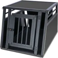 Kerbl Alu-Transportbox Vacation, eintürig, Hundebox, 77x55x50 cm, Aluminium, Graphit
