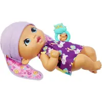 Mattel My Garden Baby Zahnputzspaß Hasen-Baby Puppe - Lavendel (30 cm) mit 3 Zubehörteilen und 2-in-1-Outfit, rosa Mütze