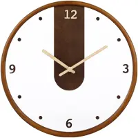Sensahome Wanduhr Amsterdam – Moderne runde Uhr – Japandi-Stil – Glas und Holz – Ø30 cm – Braun