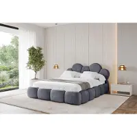 ALTDECOR Polsterbett mit Bettkasten - LANA - 180x200 - Dunkelgrau - Bett mit Matratze H3/H4, Doppelbett mit Stauraum und Latternrost, Boxbett mit Kopfteil