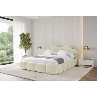 ALTDECOR Polsterbett mit Bettkasten - LANA - 160x200 - Beige - Bett ohne Matratze, Doppelbett mit Stauraum und Latternrost, Boxbett mit Kopfteil