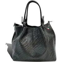 DrachenLeder Florence Tasche abstraktes Flechtmuster schwarz Leder Handtasche D2OTF163S