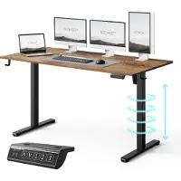 Sense7 NOJO LIGHT Höhenverstellbarer Schreibtisch Elektrisch 140x70 cm - Schwarz Dunkelbraun Gaming Tisch Computertisch Stehpult Memory Ergonomisch