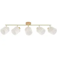 LINDBY Deckenstrahler Shiloh, 5-flammig, natur/beige, Holz