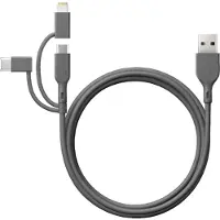 GP Batteries CY1N, 1 m, USB A, USB C/Micro-USB B/Lightning, 0,48 Gbit/s, Grau