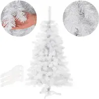 Springos Exklusiver Künstlicher Weihnachtsbaum 150 cm Weiß | Moderner Tannenbaum für stilvolle Weihnachtsdekoration | Christbaum mit stabilem Ständer