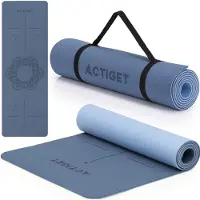 Springos ACTIGET Rutschfeste Trainingsmatte 183 x 61 cm aus TPU für Yoga, Fitness mit blauem Griff