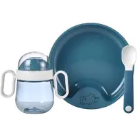 Mepal Kindergeschirr-Set "Babygeschirr Mio 3er Set", blau (tiefblau), Kunststoff, Geschirr-Sets, Kindergeschirr-Set