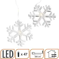 Spetebo LED Lichtervorhang Schneeflocke 120x70 cm - 47 warmweiße LEDs - Fenster Deko