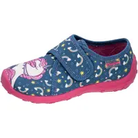 Fischer Markenschuh Mädchen-Klett-Hausschuh mit Einhorn-Print