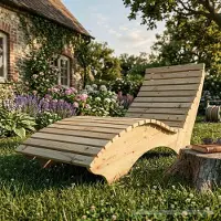 TUGA-Holztech Holzliege Wellenliege Waldsofa Relaxliege Gartenliege "Ruhe-Vroni" (Zirbe) Breite 70 cm Himmelsliege