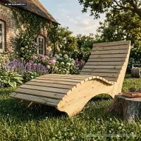 TUGA-Holztech Holzliege Wellenliege Waldsofa Relaxliege Gartenliege "Ruhe-Vroni" (Lärche) Breite 80cm Himmelsliege