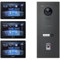 Goliath 2-Draht modulare Video Türsprechanlage Unterputz Set für 1 Familienhaus 3x 7 Monitor + Fingerprint & Feedback Modul Schwarz 1 Familienhaus Anthrazit