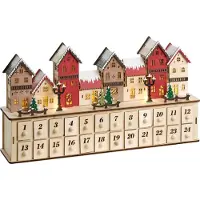 Beliani Weihnachtsdekoration mit LED-Lichtern Hellbrauner Adventskalender aus Holz Leuchtende Winterlandschaft Batteriebetrieben