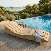 TUGA-Holztech Holzliege Wellenliege Gartenliege Himmelssofa "Pool-Moni" (Zirbe) 70cm