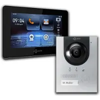 Goliath Hybrid 2-Draht Video Türsprechanlage Unterputz Set für 1 Familienhaus 1x 7 Monitor 1 Familienhaus Silber Schwarz