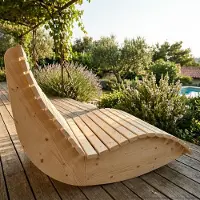 TUGA-Holztech Holzliege Wellenliege Waldsofa Gartenliege "Schaukel-Sannerl" (Fichte) Breite 120cm Schaukelliege Relaxliege Himmelsliege