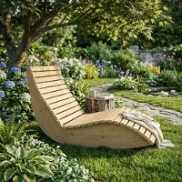 TUGA-Holztech Holzliege Wellenliege Waldsofa Gartenliege "Schaukel-Sannerl" (Lärche) Breite 120cm Schaukelliege Relaxliege Himmelsliege