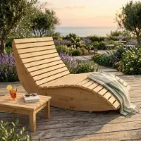 TUGA-Holztech Holzliege Wellenliege Waldsofa Gartenliege "Schaukel-Sannerl" (Lärche) Breite 140cm Schaukelliege Relaxliege Himmelsliege