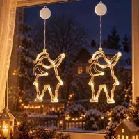Lapamax 2er-Pack LED Fenster Lichterkette mit Saughaken Batteriebetrieben Weihnachtsdekoration Festival Party Dekoration, Weihnachtsmann
