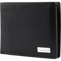Bugatti Leder Geldbörse City Line RFID Coin Wallet with Flap 8CC Metal Logo Black schwarz
