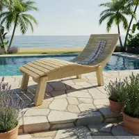 TUGA-Holztech Holzliege Wellenliege Gartenliege Relaxliege "Liege-Franzi" (Fichte) Breite 80cm Einstiegshöhe 50cm mit Füßen