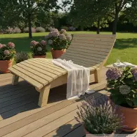 TUGA-Holztech Holzliege Wellenliege Gartenliege Relaxliege "Liege-Franzi" (Fichte) Breite 120cm Einstiegshöhe 40cm mit Füßen