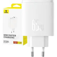 Baseus Kleiner Würfel Pro Galliumnitrid-Schnellladegerät 2C+U 65 W Helles Mondweiß