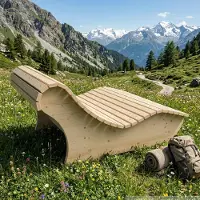 TUGA-Holztech Holzliege Wellenliege Waldsofa Relaxliege "Heiner" Gartenliege 140cm Fichte