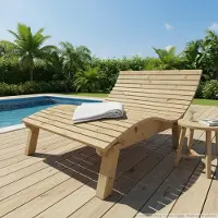 TUGA-Holztech Holzliege Wellenliege Gartenliege Relaxliege "Liege-Franzi" (Zirbe) Breite 140cm Einstiegshöhe 50cm mit Füßen