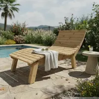 TUGA-Holztech Holzliege Wellenliege Gartenliege Relaxliege "Liege-Franzi" (Zirbe) Breite 100cm Einstiegshöhe 50cm mit Füßen