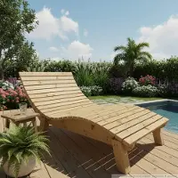 TUGA-Holztech Holzliege Wellenliege Gartenliege Relaxliege "Liege-Franzi" (Zirbe) Breite 100cm Einstiegshöhe 40cm mit Füßen