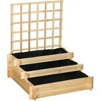 Outsunny 3-stufiges Hochbeet mit Rankgitter, Pflanzkasten, 95 x 95 x 110H cm