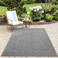 Ayyildiz Hali Outdoor Teppich Wetterfest 140x200 Rechteck Grau für Camping Garten oder innen Boho-Design