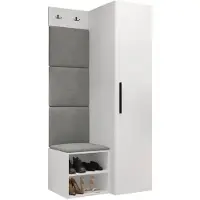 Mirjan 24 Garderoben-Set Medi III, Schuhschrank, Kleiderhakenbrett, 4x Paneel 42x42, 2 Kleiderhaken (Farbe: Weiß, Polo 894)