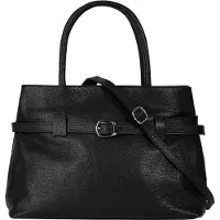 Cluty Henkeltasche "Damen echt Leder, Made in Italy", Damen, Gr. B/H/T: 33cm x 23cm x 15cm onesize, schwarz, Leder, leicht glänzend, unifarben, Taschen Henkeltasche, echt Leder, Made in Italy