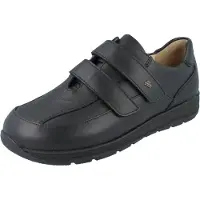 Finn Comfort Hannover Herren Kletthalbschuhe schwarz Glattleder - Größe: UK 7