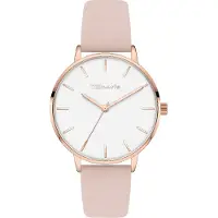 Tamaris Damenuhr Lederband 36mm - Schlichte Damen Armbanduhr Silber Gold