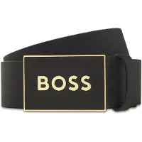 BOSS Ledergürtel "Boss_Icon-S1_Sz40", Herren, Gr. 105, schwarz (schwarz002), Leder, Gürtel Ledergürtel, mit -Logo-Prägung auf der Koppelschließe