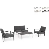Bizzotto Moderner Garten-Lounge-Sessel Sofa Tisch aus Aluminium Konnor - Anthrazit