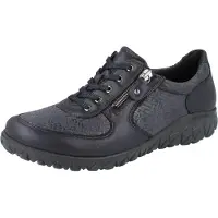 Think WALDLÄUFER Orthotritt Havy Damen Schnürschuhe schwarz blau Stretch Glattleder - Größe: UK 7