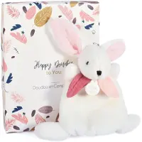 Doudou et Compagnie - Mini Kuscheltier Hase – Happy Boho – Rosa – 17 cm – Happy