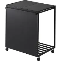 Yamazaki 1821 TOWER 2Compartment Trash Can with Casters, black, Steel/Polypropyl