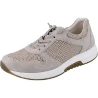 Gabor Rollingsoft Damen Sneaker beige puder Veloursleder Mesh - Größe: UK 7