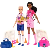 Mattel Barbie Karriere Fußball Spielset mit 2 Puppen und Zubehör
