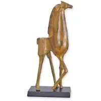 Casa Padrino Luxus Aluminium Deko Skulptur Giraffe Braun / Grau 26,2 x 11,5 x H. 53,5 cm - Abstrakte Aluminium Deko Figur - Wohnzimmer Deko - Schreibtisch Deko
